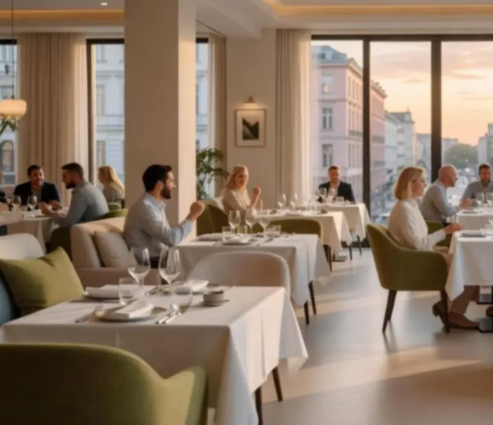 Eleganckie, pastelowe wnętrze restauracji Zagroveloria