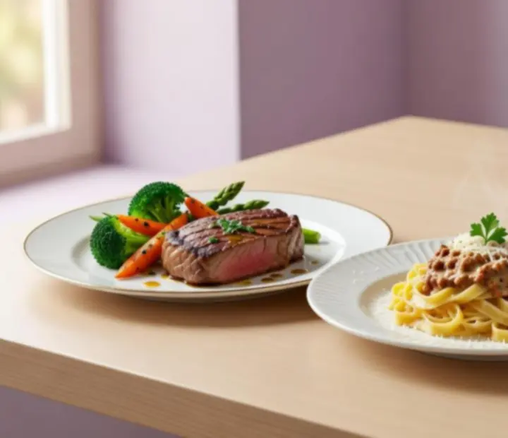 Stek serwowany na eleganckim talerzu w restauracji