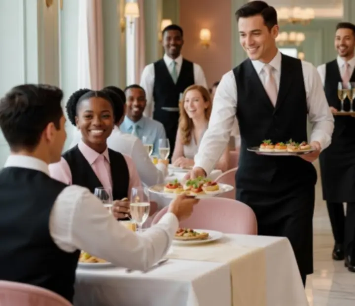 Obsługa restauracji podczas eleganckiego wydarzenia