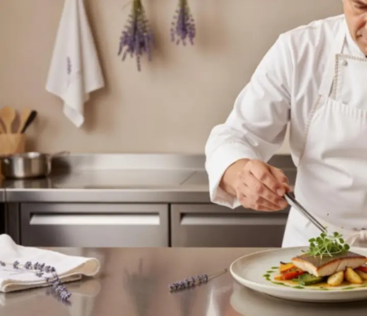 Szef kuchni prezentuje sezonowe danie w restauracji Zagroveloria